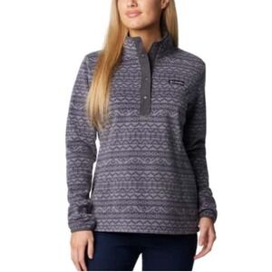 Columbia Womens Benton Springs Printed Half Snap Fleece Shark Madras Tonal XL